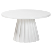 bali & pari Parvana Round Coffee Table with Fluted Pedestal Base - Contemporary White Resin Accent Table for Living Room Baxton Studio restaurant furniture, hotel furniture, commercial furniture, wholesale living room furniture, wholesale coffee table, classic coffee table